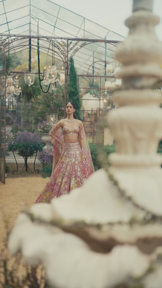 Seema Gujral - Coffee Floral Lehenga Set