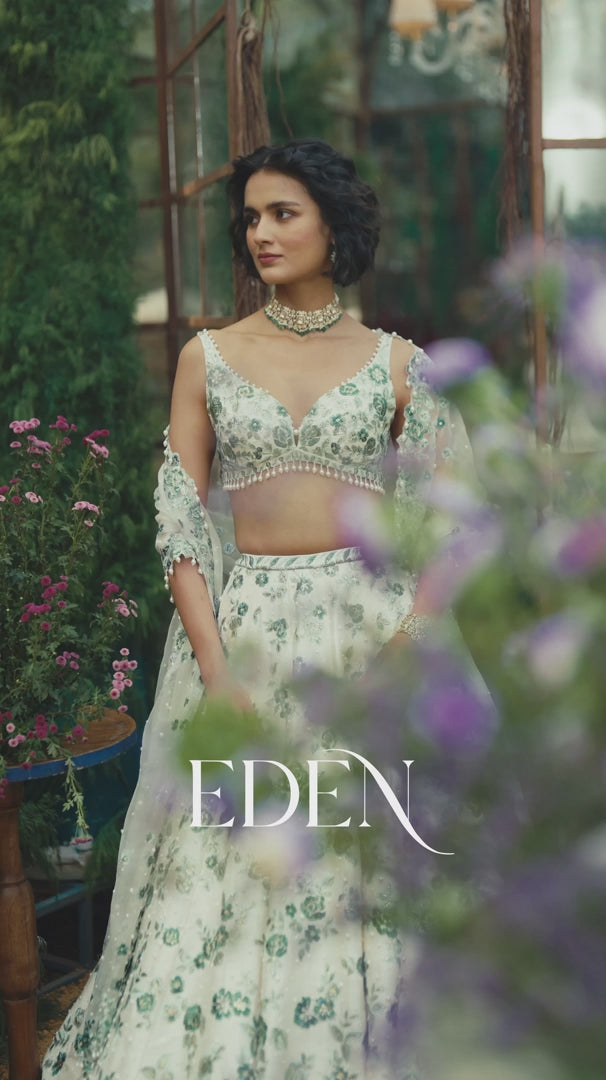 Seema Gujral - Emerald Floral Lehenga Set
