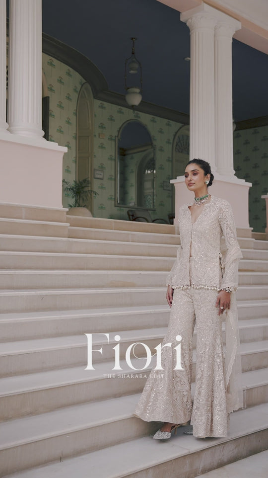 Seema Gujral - Nude Paisley Sharara Set