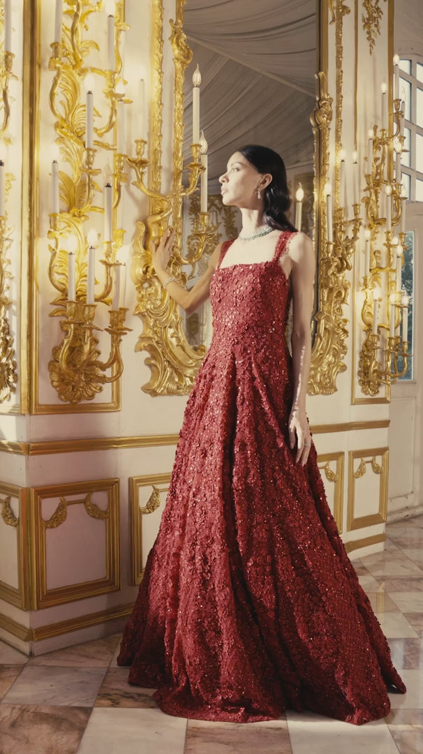 Seema Gujral - Red Three-Dimensional Gown