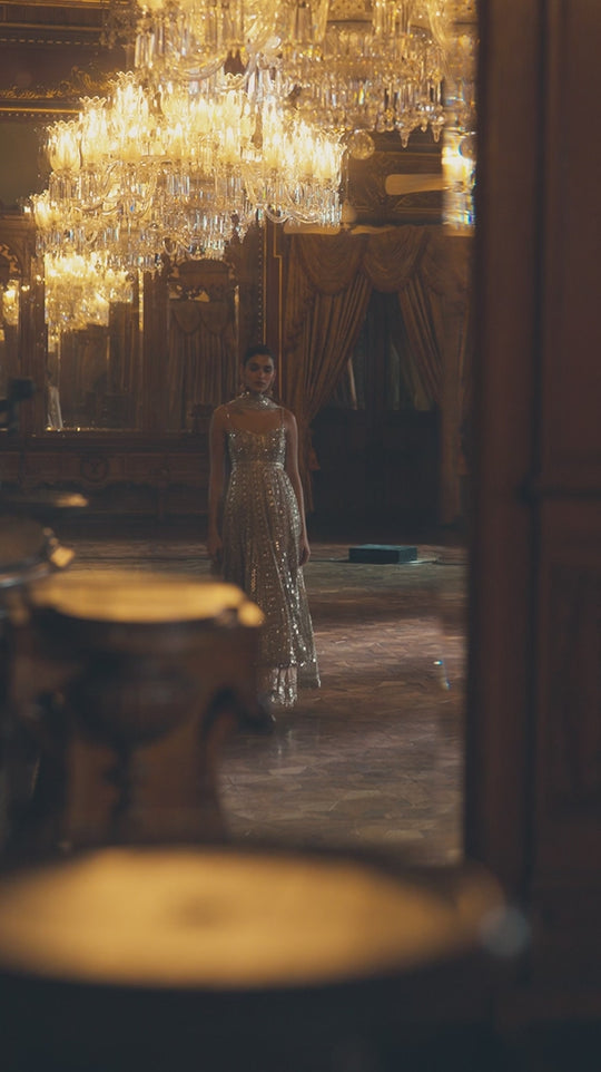 Seema Gujral - Silver Gold Tissue Sharara Set