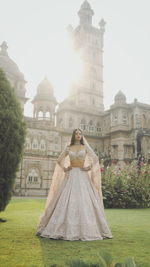 Seema Gujral - Rose Gold Lehenga Set
