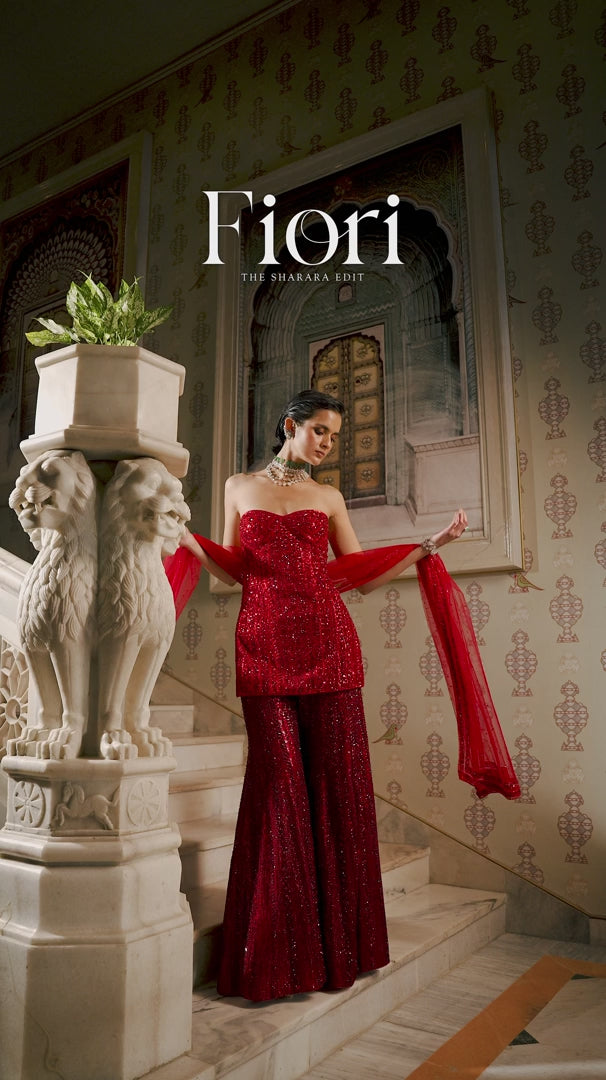 Seema Gujral - Emerald Green Sharara Set