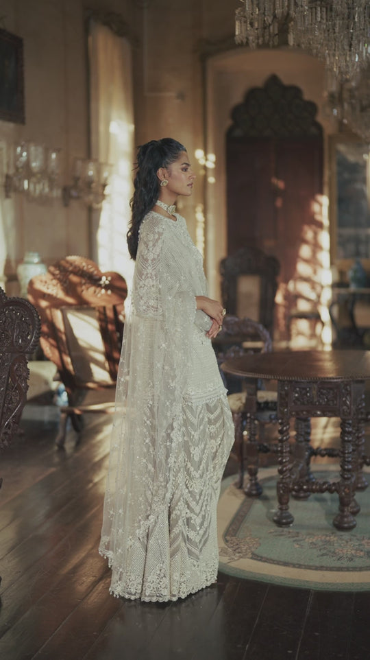 Seema Gujral - Grey Thread Work Sharara Set