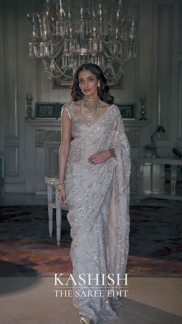 Seema Gujral - Ivory Gold Gota Patti Saree