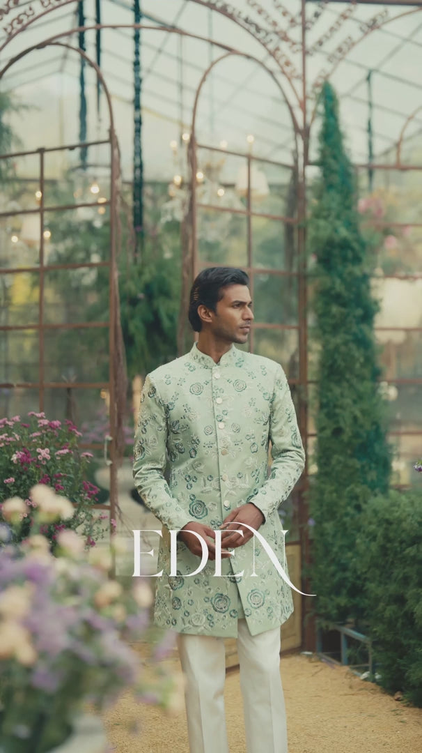Seema Gujral - Emerald Sherwani Set