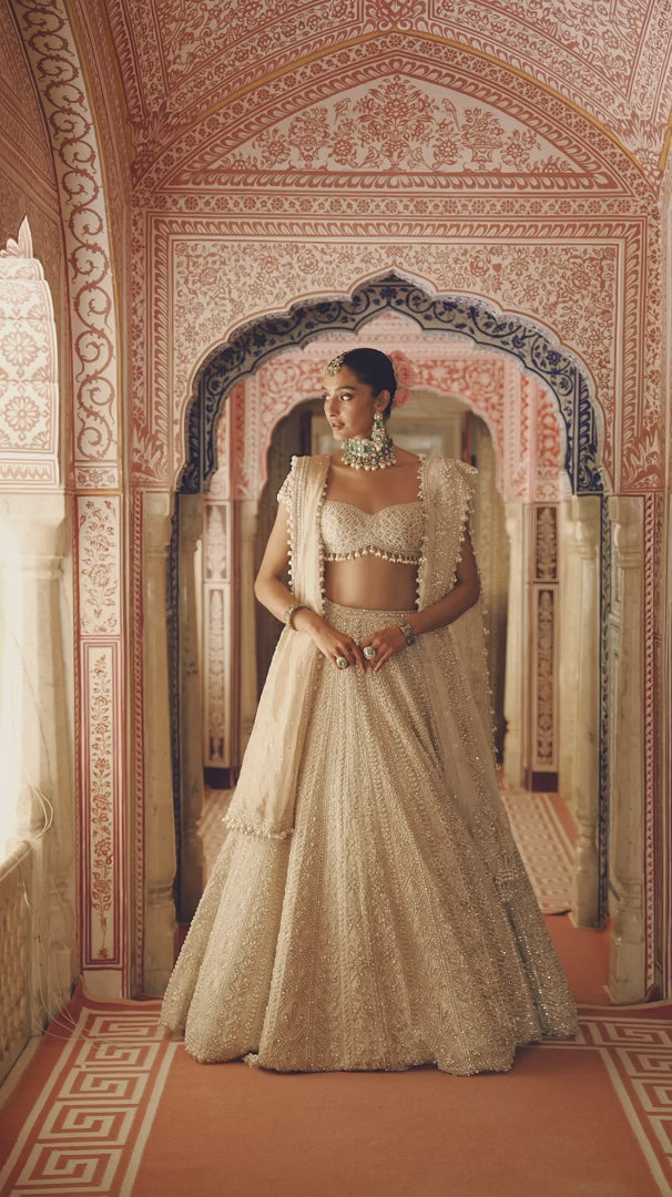 Seema Gujral - Champagne Thread Work Sherwani Set