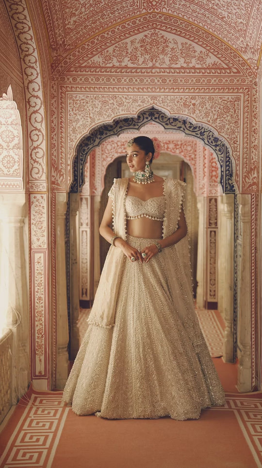 Seema Gujral - Champagne Thread Work Sherwani Set