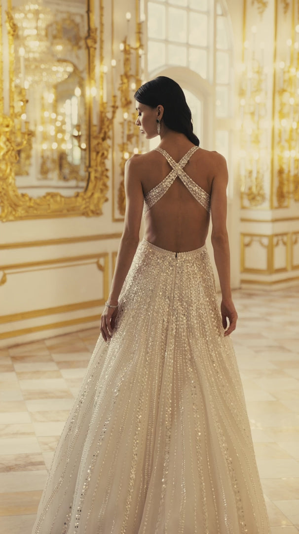 Seema Gujral - Ivory Sequin Gown