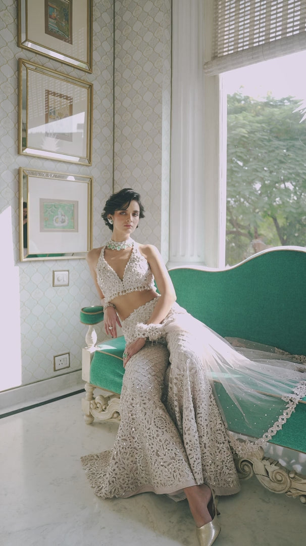 Seema Gujral - Nude Boot Cut Pant Set