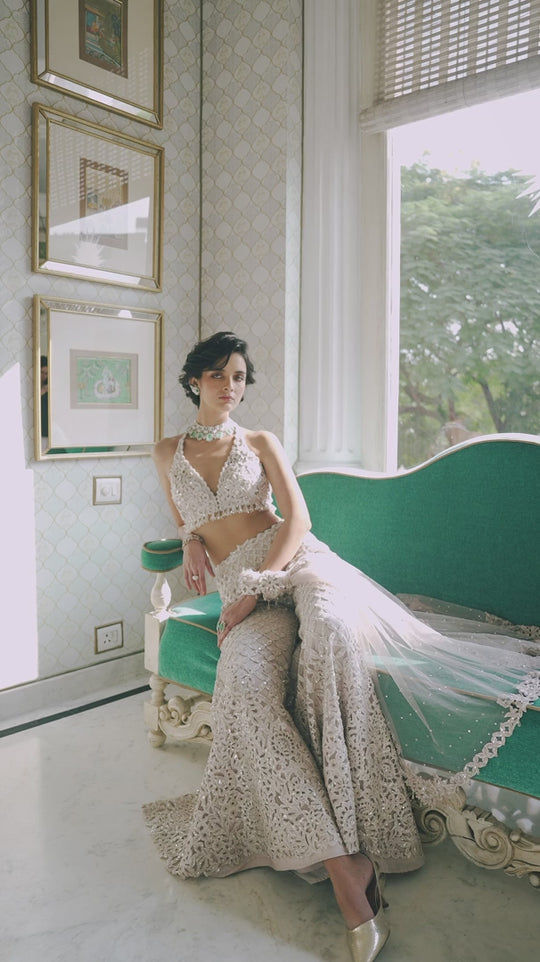 Seema Gujral - Nude Boot Cut Pant Set