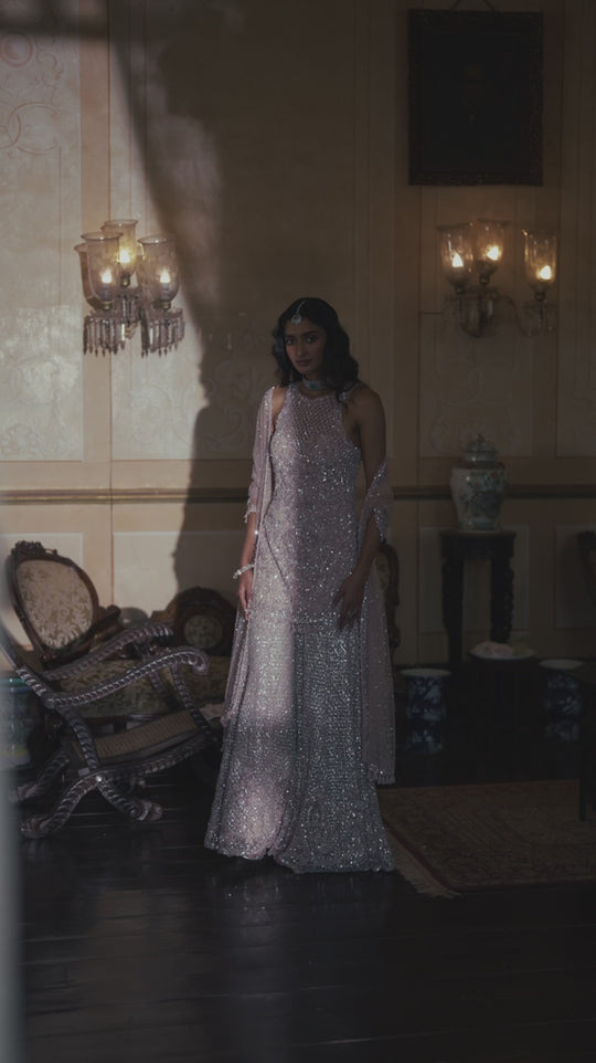 Seema Gujral - Mauve Sequin Sharara Set