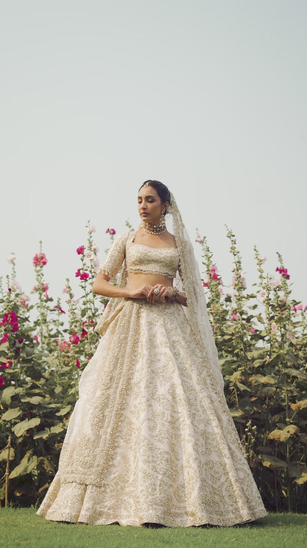 Seema Gujral - Powder Peach Dori Sherwani Set