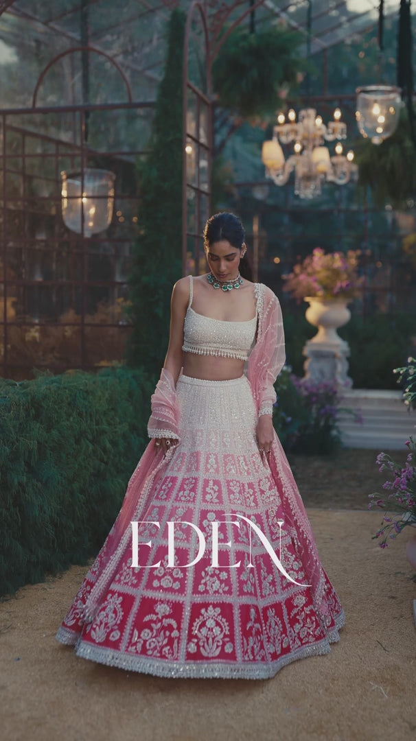 Seema Gujral - Ombre Pink Lehenga Set