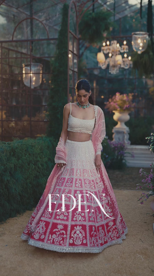 Seema Gujral - Ombre Pink Lehenga Set
