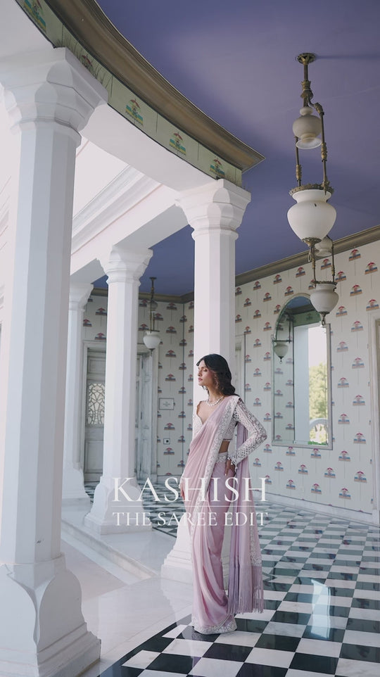 Seema Gujral - Mint Green Draped Dori Saree