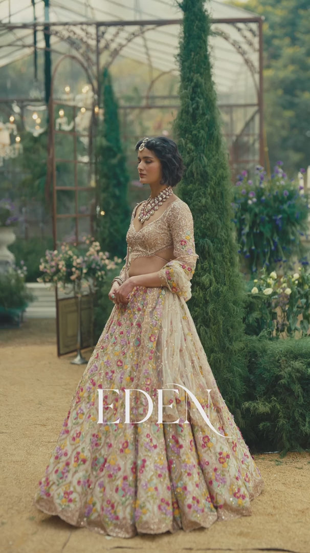 Seema Gujral - Multi-Coloured Floral Lehenga Set