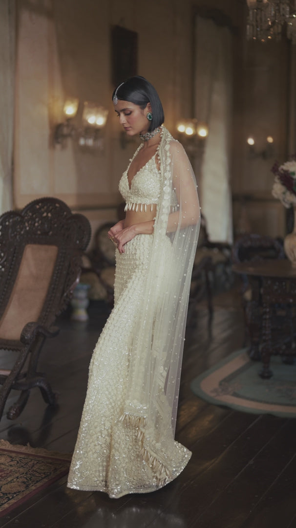 Seema Gujral - Cream Sharara - Pant Set