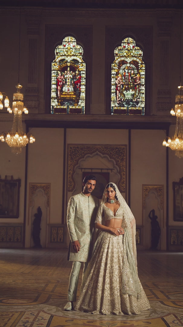 Seema Gujral - Sage Green Sherwani Set
