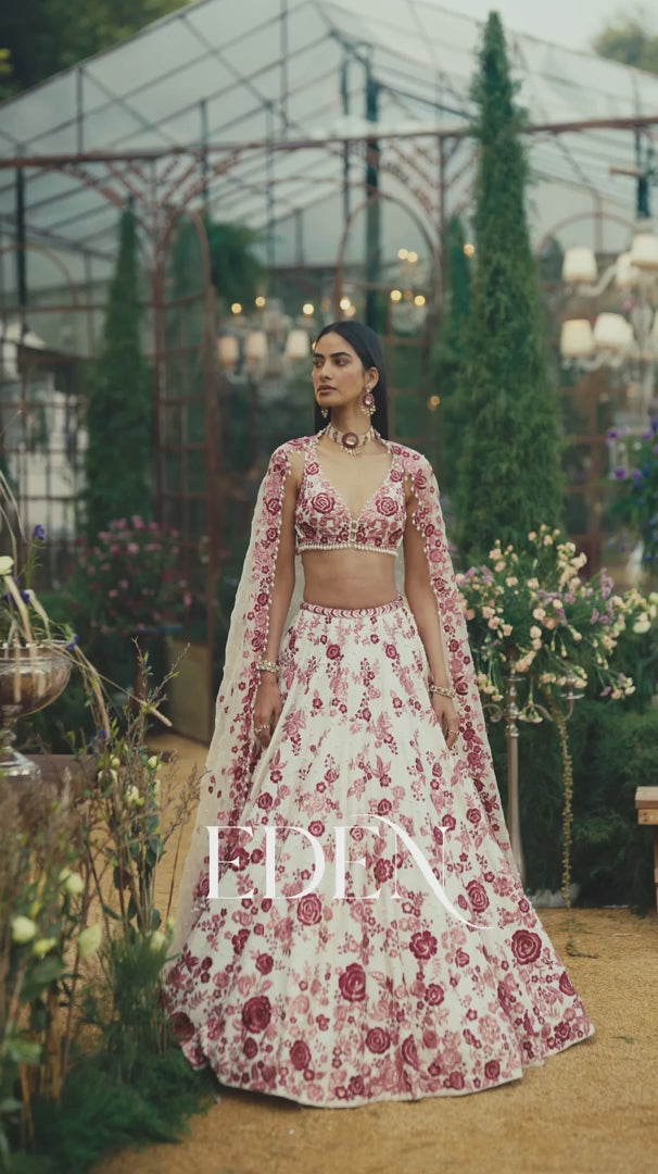 Seema Gujral - Ruby Floral Lehenga Set