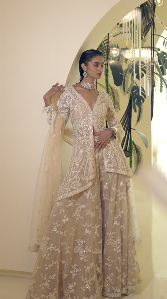 Seema Gujral - High-Low Dori Sharara Set