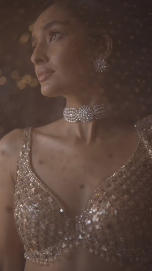 Seema Gujral - Biscotti Gold Sequin Lehenga Set
