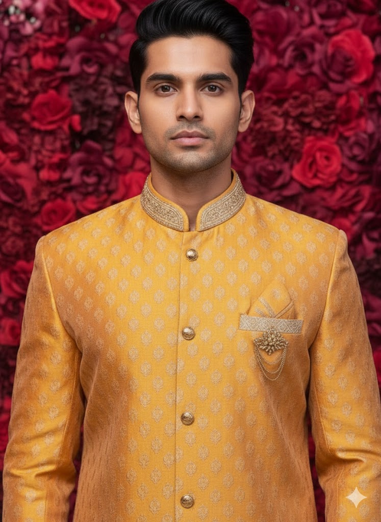 Amber Yellow sherwani