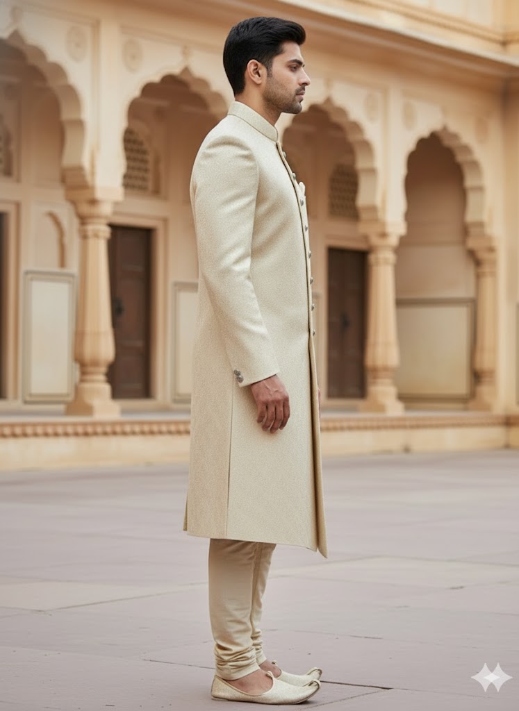 Cream sherwani