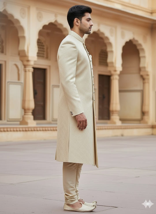 Cream sherwani