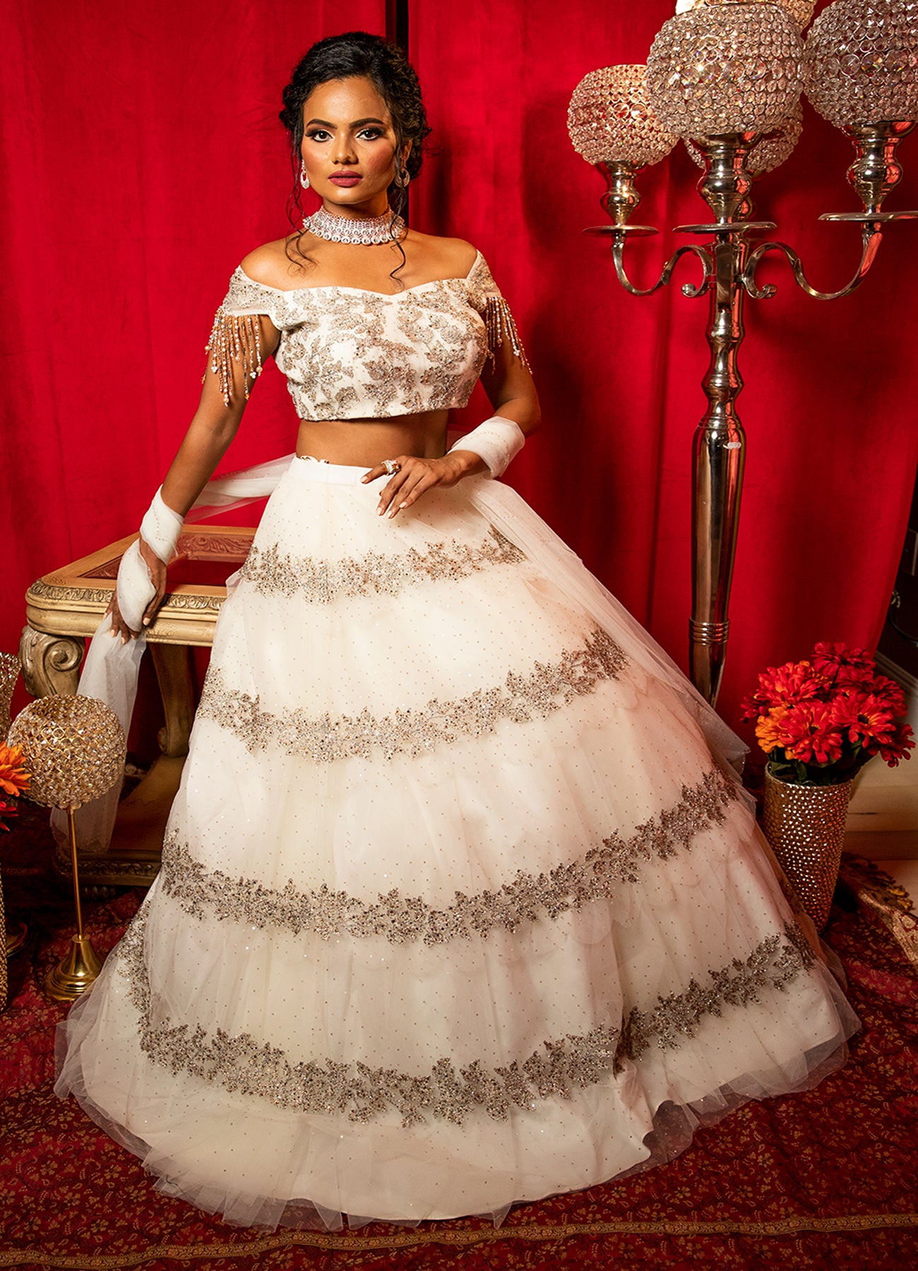White Amber Lehenga