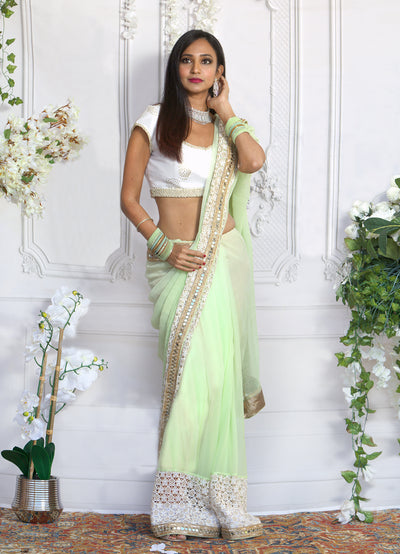 Green_Pastel_Indian Bridal Wear_Saree_Blouse