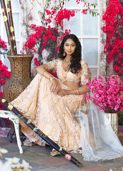 Pastel_peach_Indian Bridal Wear_Lehenga_Blouse