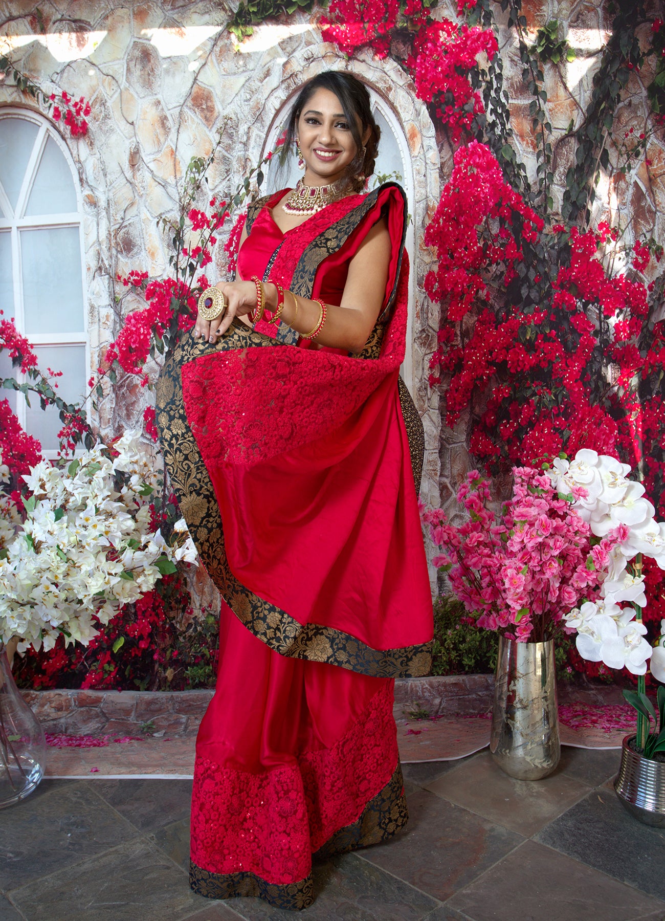 Red_Bright_Indian Bridal Wear_Saree_Blouse