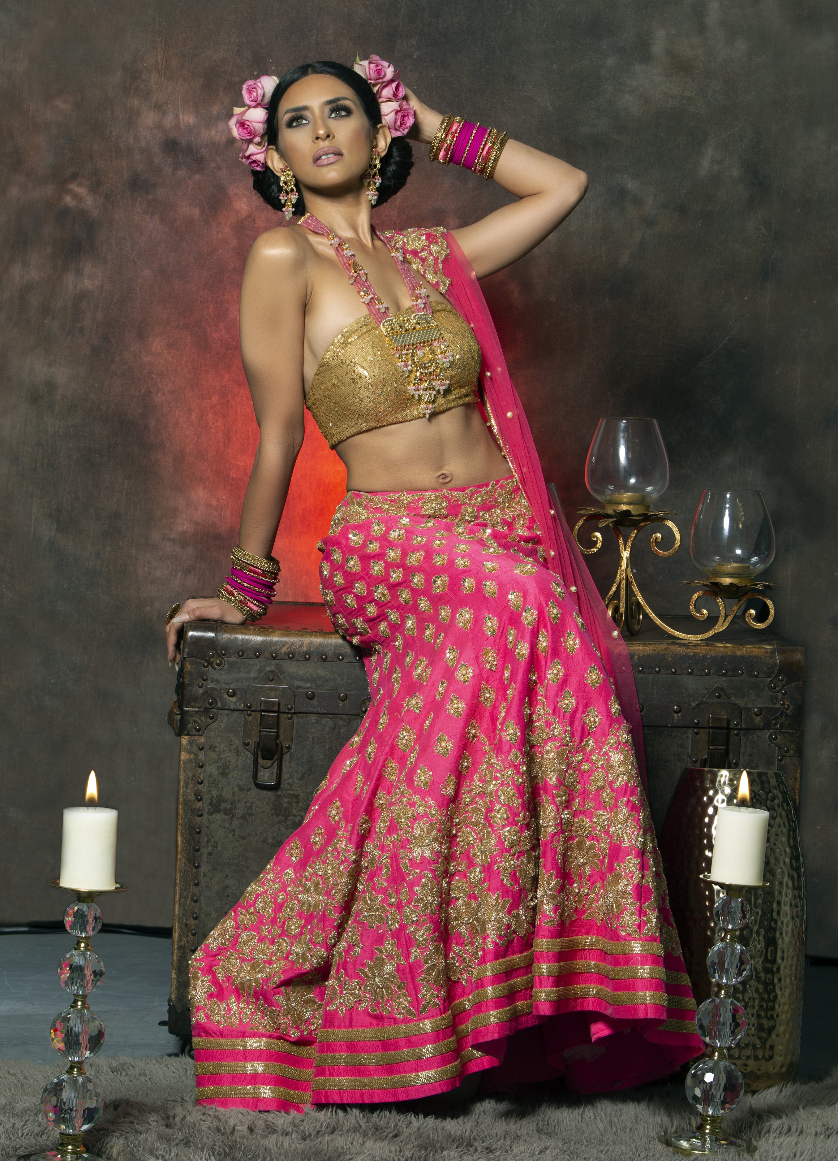 Royal Export Crep Silk Crepe Embroidery Lehenga Choli In Pink Colour at Rs  2400 in Surat