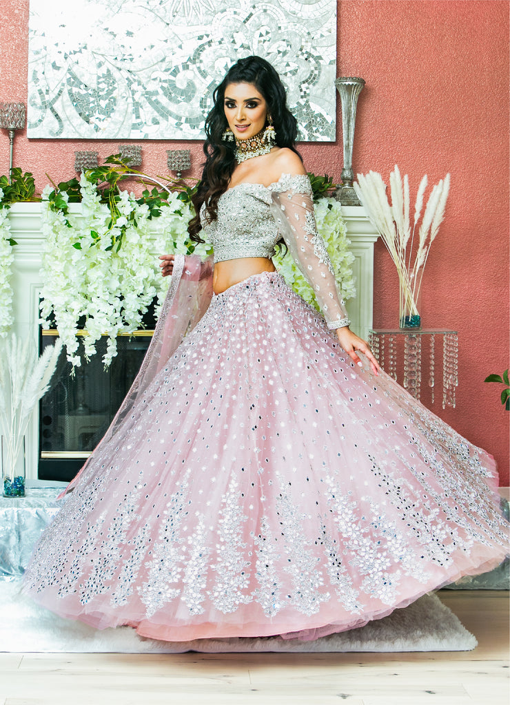 Lehenga Choli : Pink soft net embroidered wedding lehenga ...