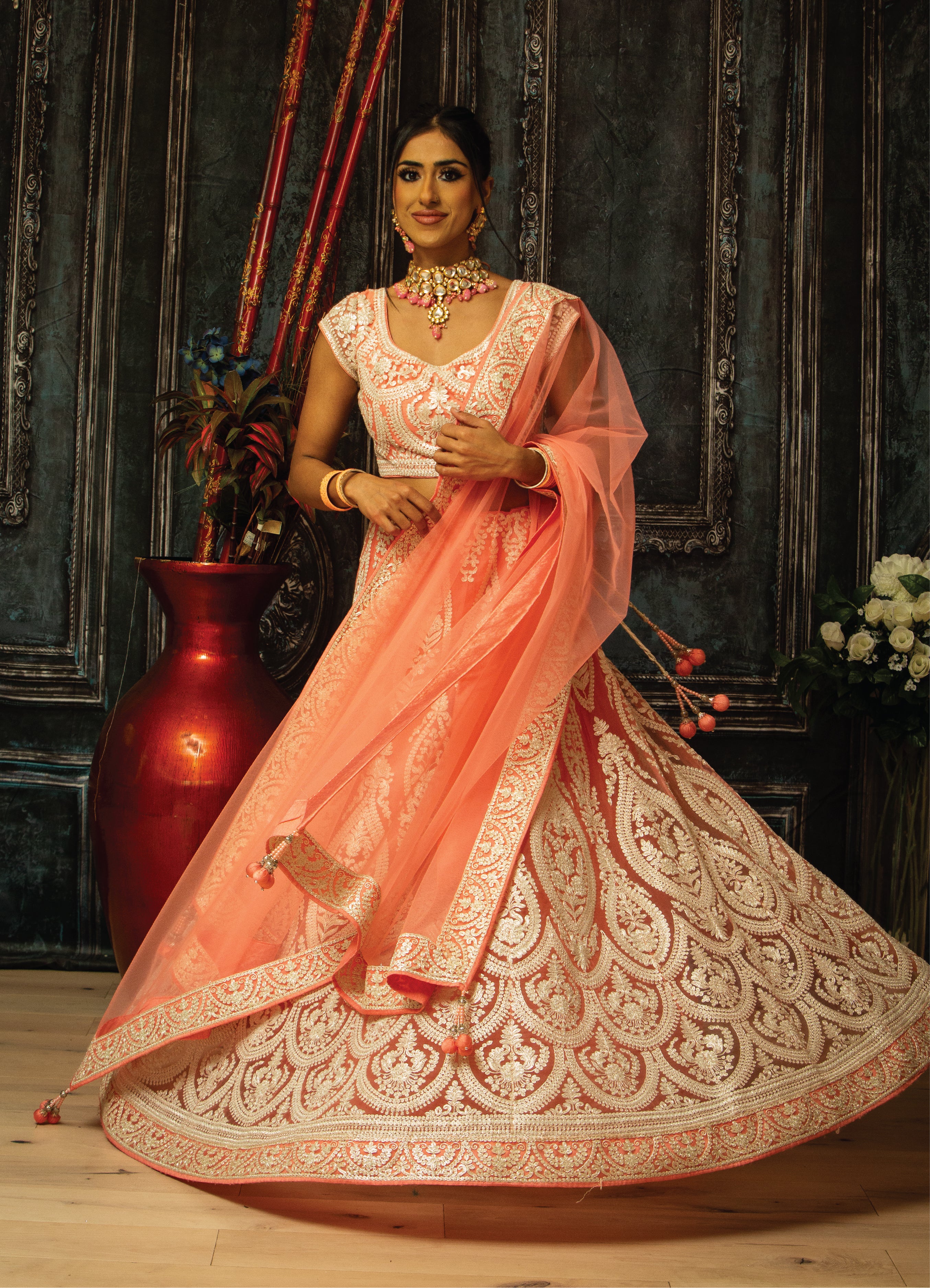 Buy Pink Zari Embroidered Georgette Sangeet Wear Lehenga Choli From Designer  Lehenga Choli