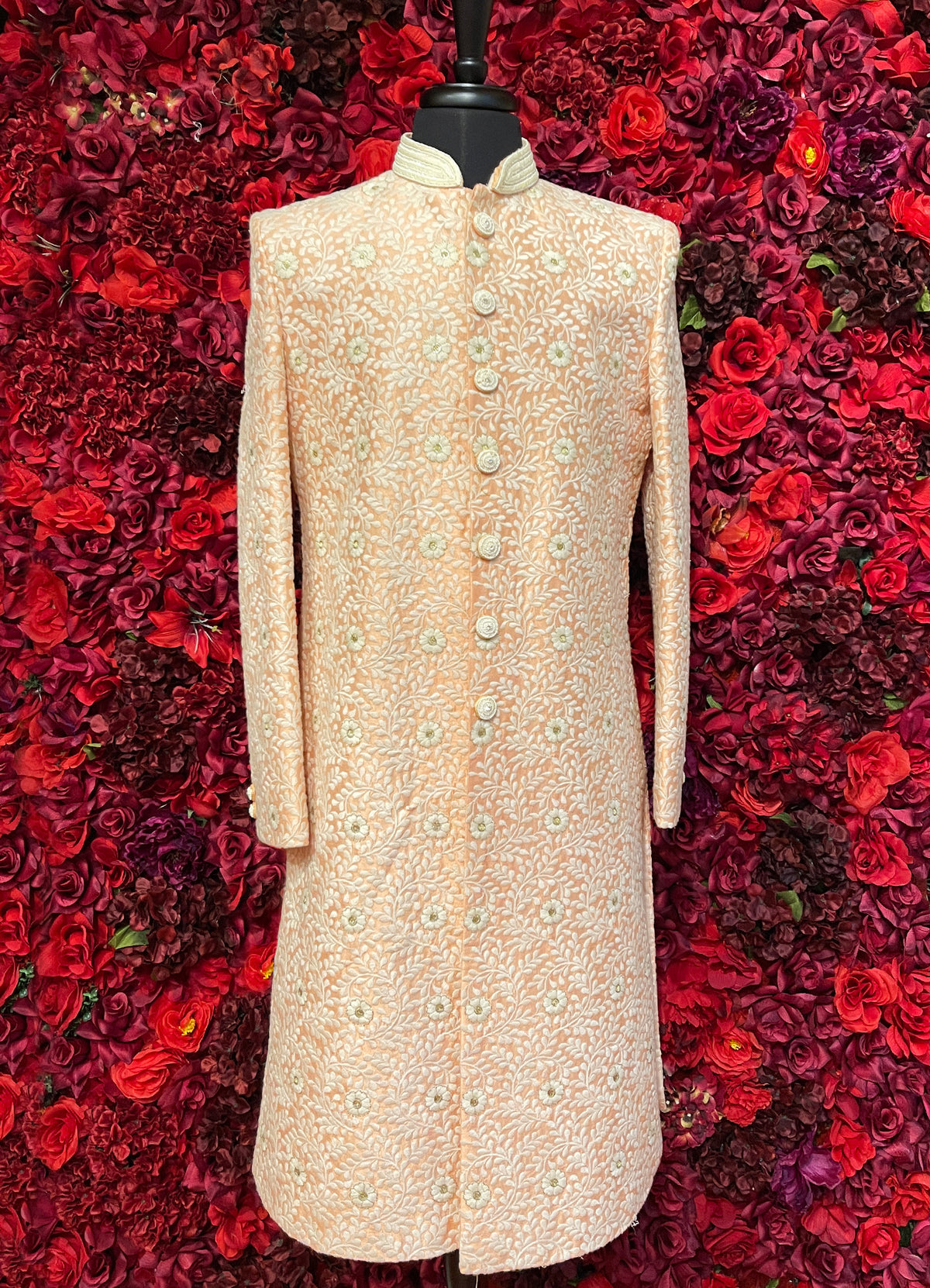 Mens Ivory orange Sherwani_Groom Wear