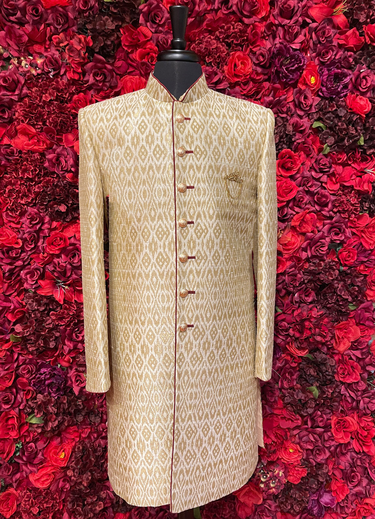 Mens Gold Sherwani_Groom Wear