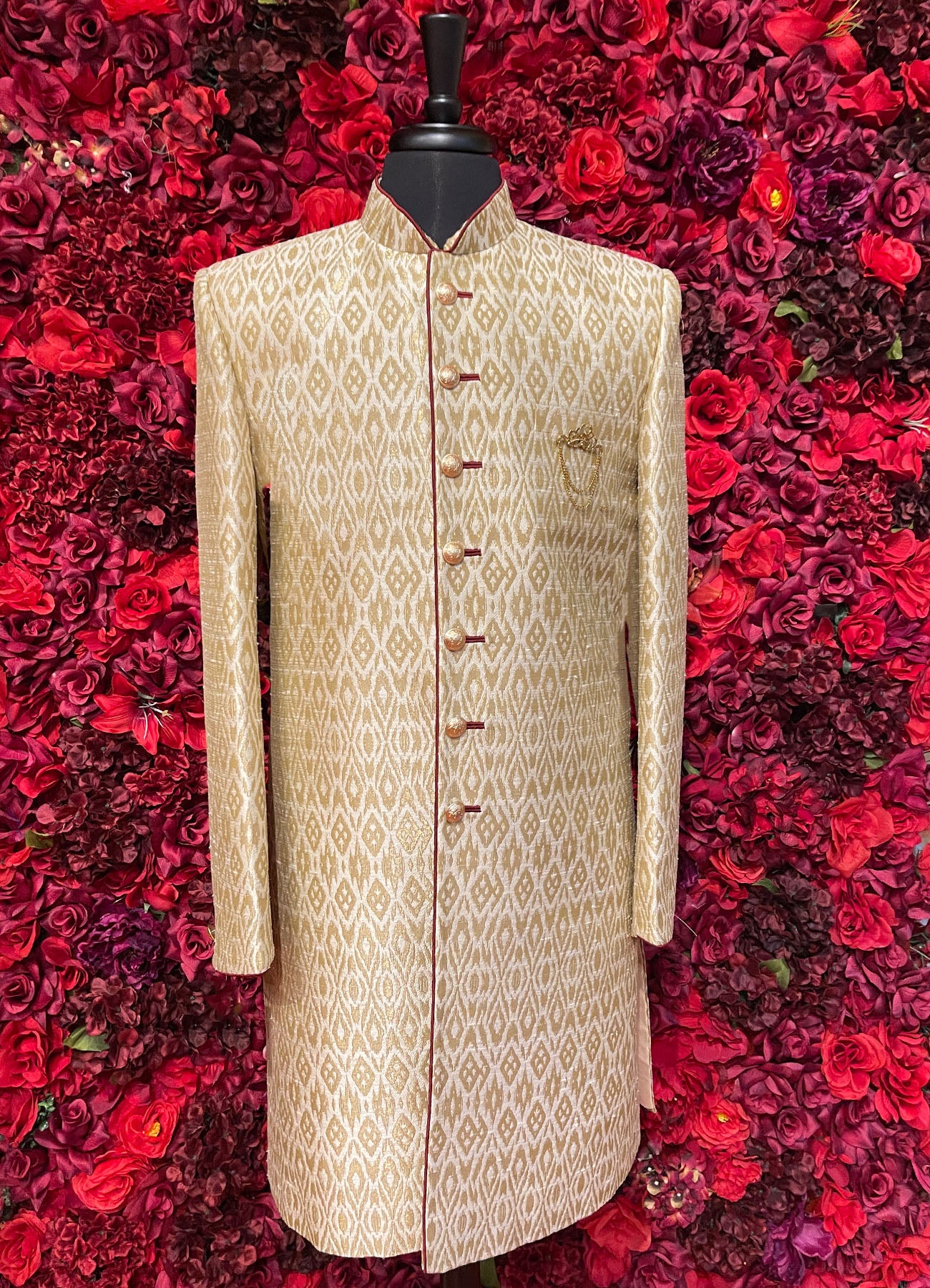 Mens Gold Sherwani_Groom Wear