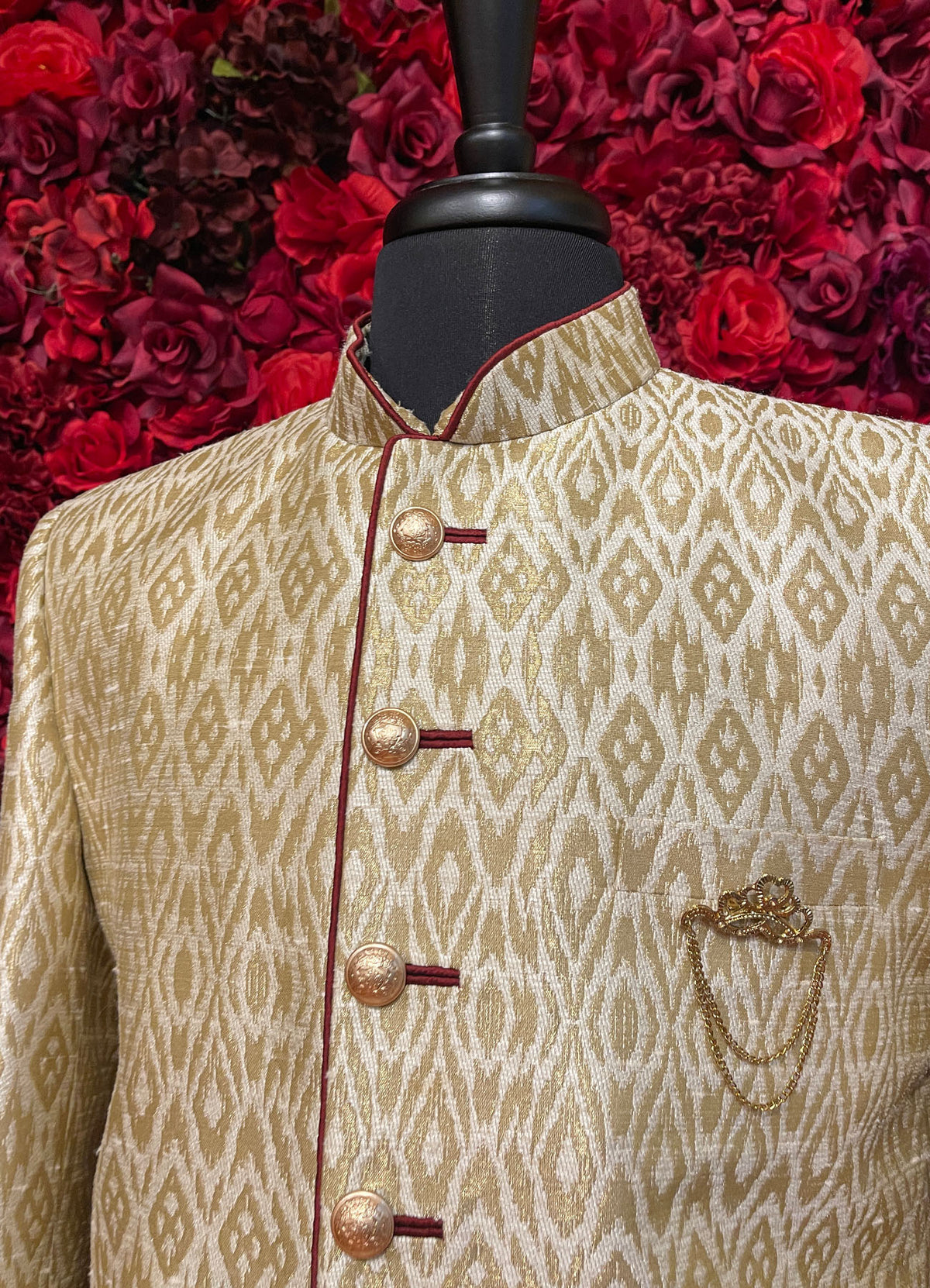 Mens Gold Sherwani_Groom Wear