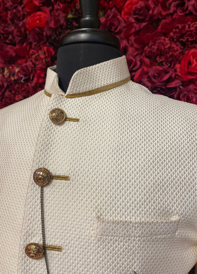 Mens Ivory Gold Sherwani_Groom Wear