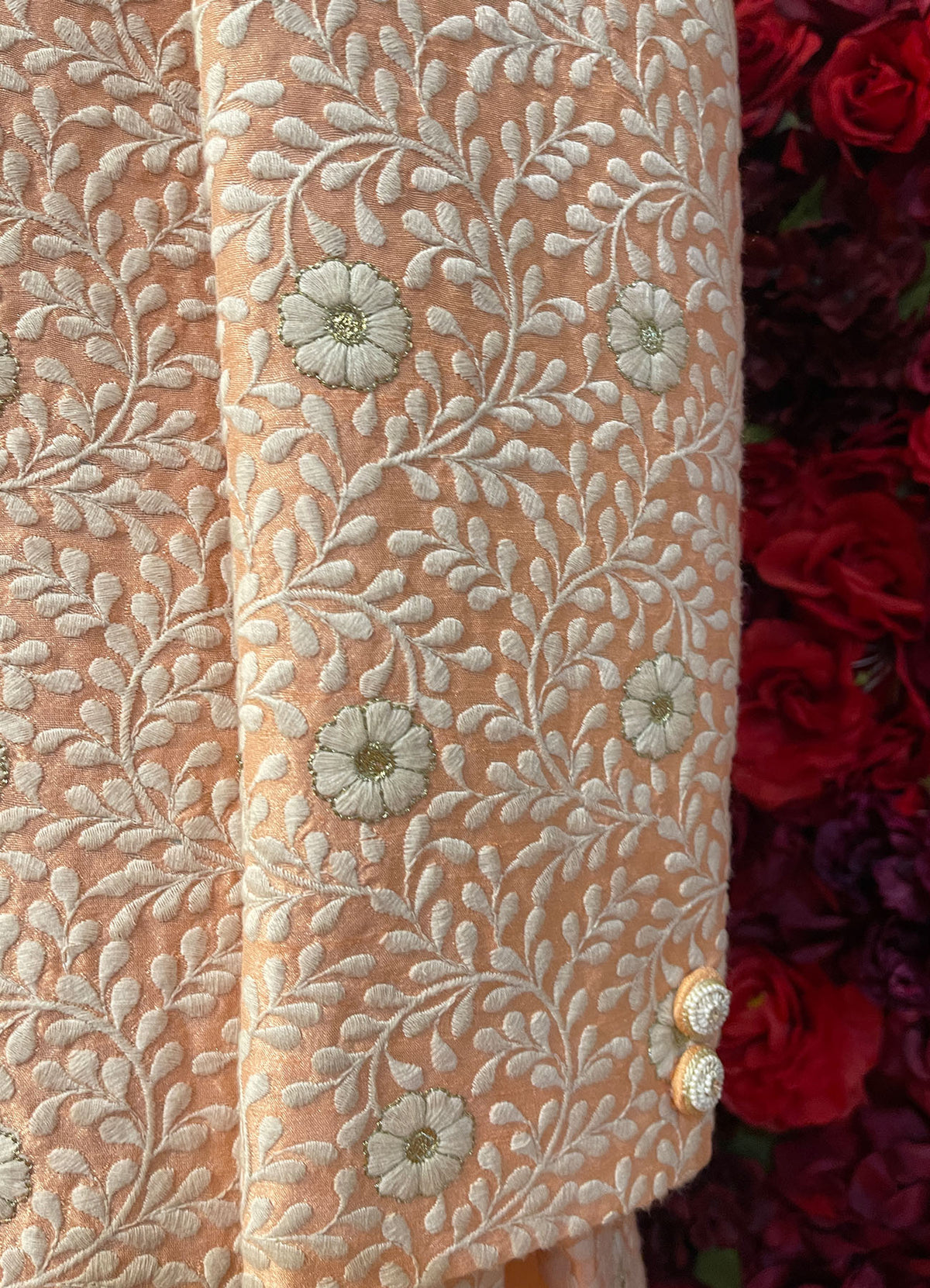 Mens Ivory orange Sherwani_Groom Wear
