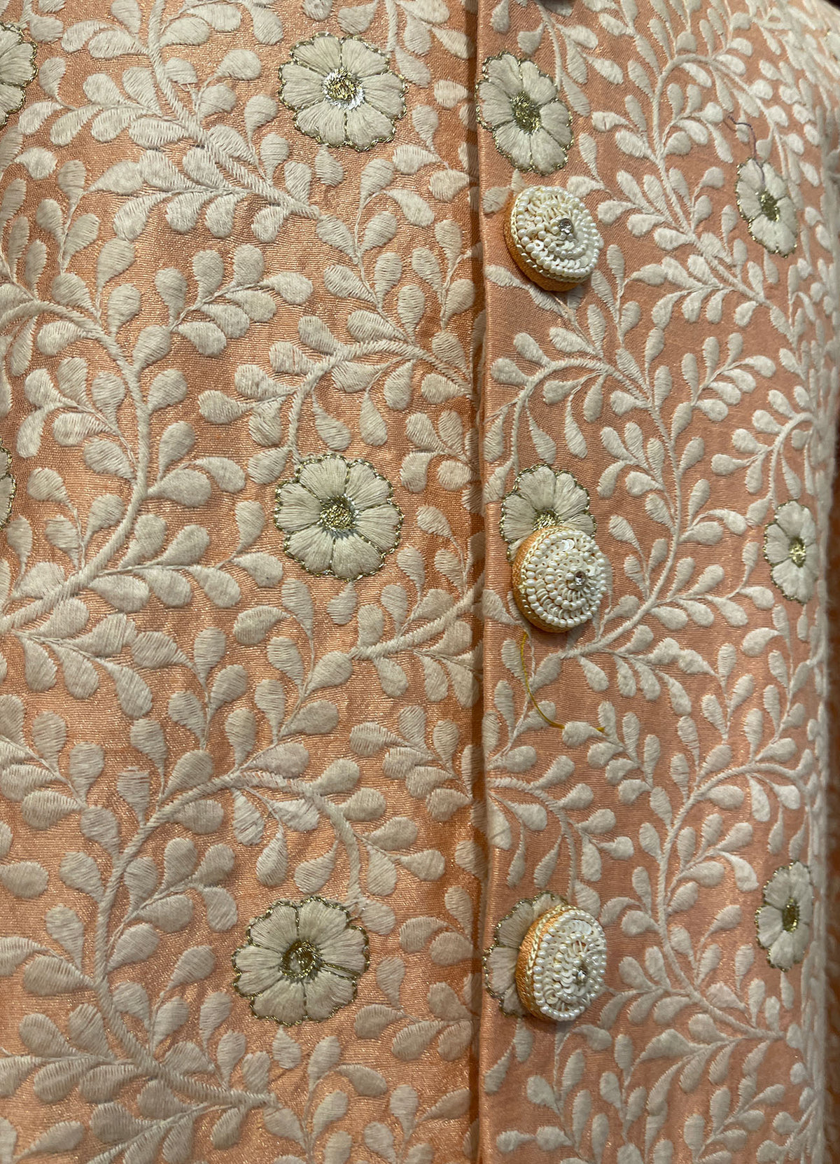 Mens Ivory orange Sherwani_Groom Wear