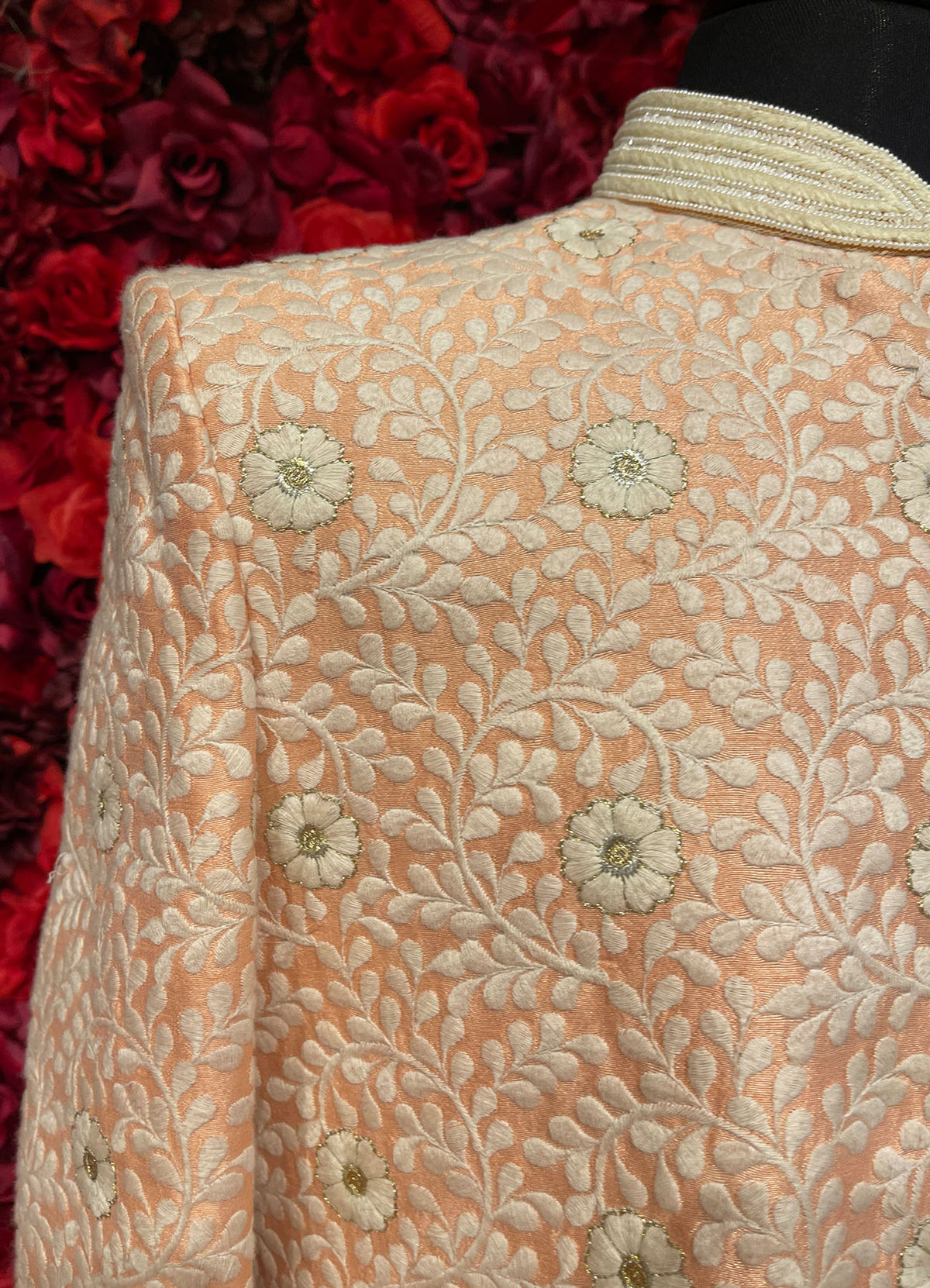 Mens Ivory orange Sherwani_Groom Wear