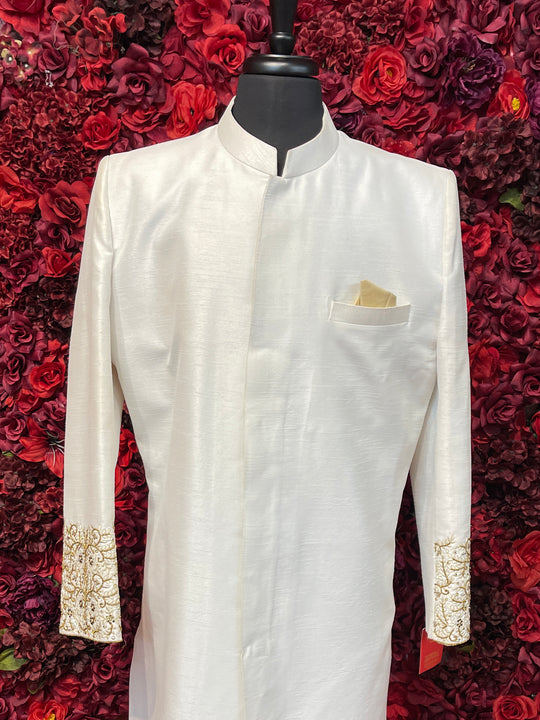 White & Gold embroidery sherwani