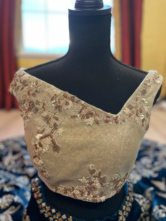 Soha Blue Velvet Lehenga