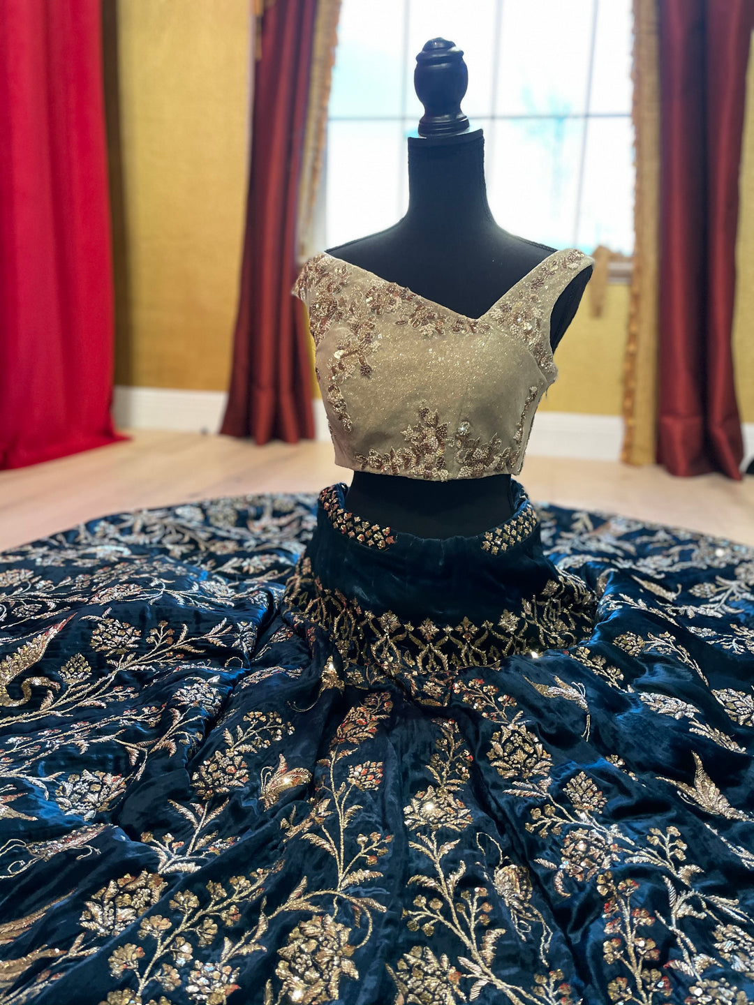 Soha Blue Velvet Lehenga